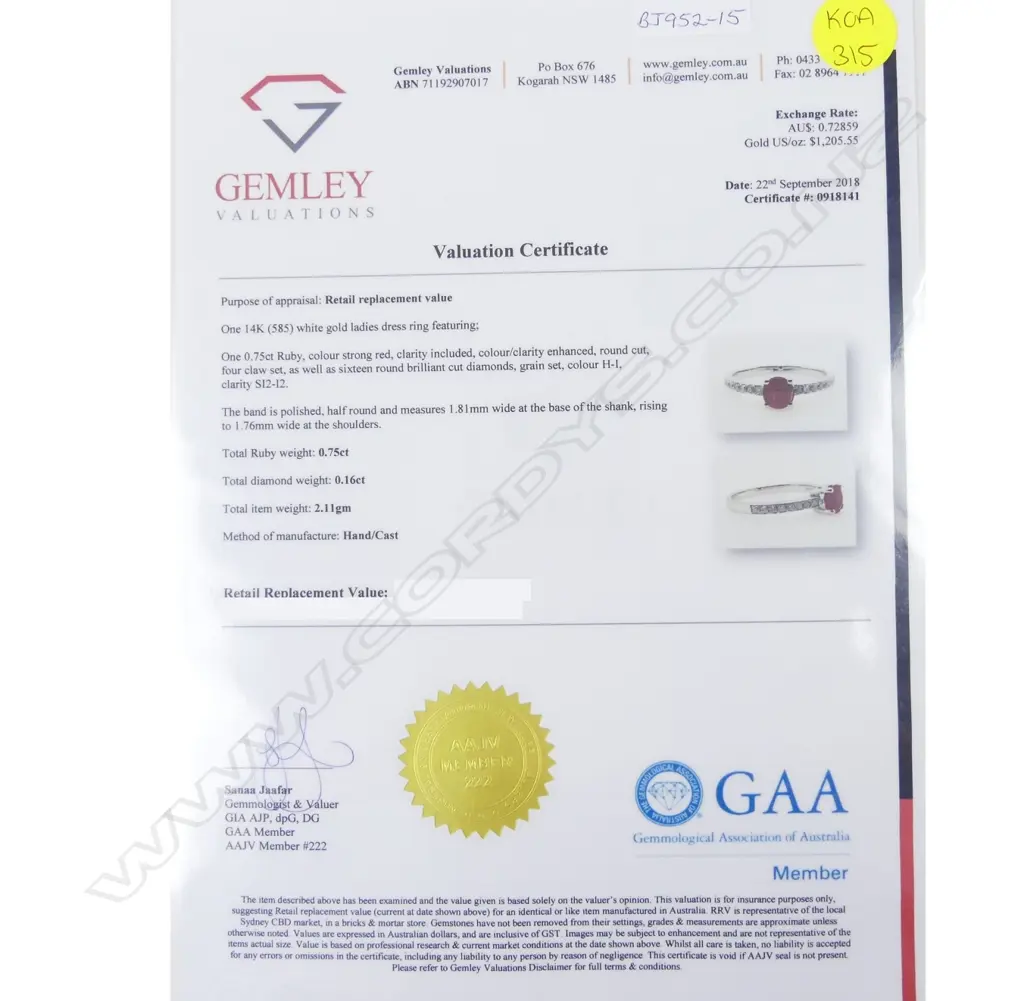 A 14ct. white gold and ruby ring Image 1++