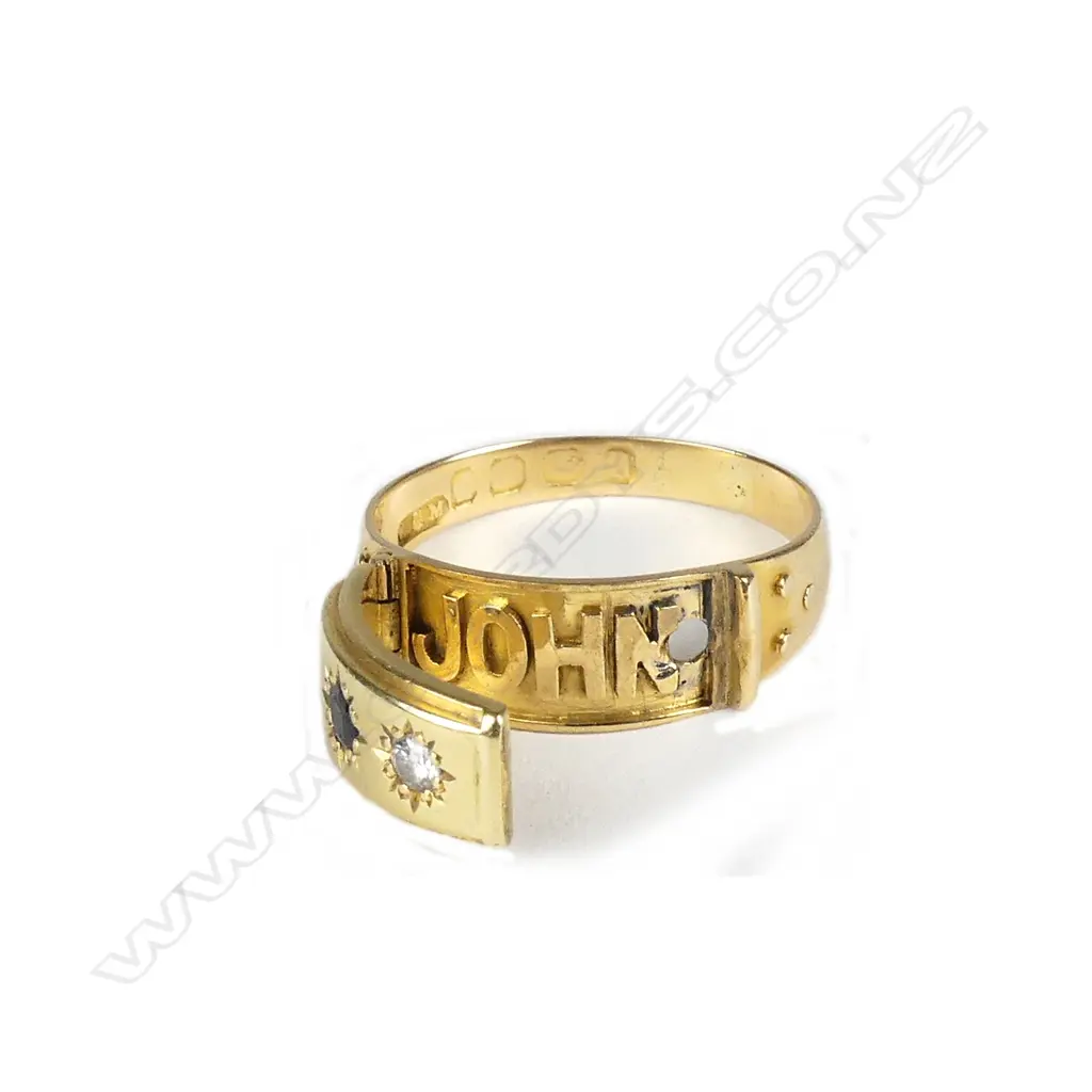 An antique 18ct gold sapphire and diamond mourning ring Image 1++