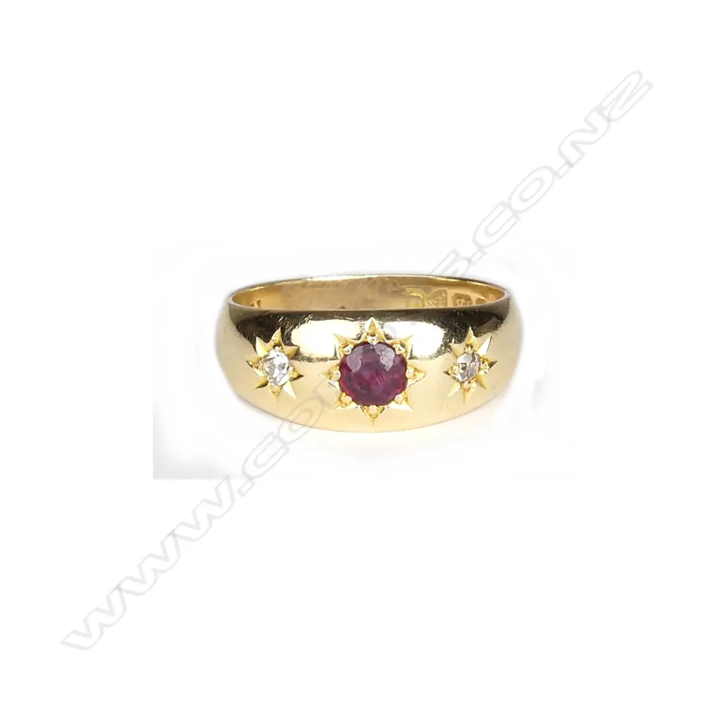An 18ct gold Edwardian ruby and diamond ring Image 1++