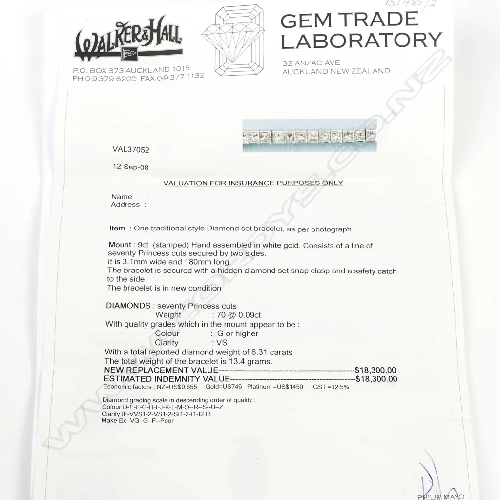 A 9ct. white gold and diamond tennis bracelet Image 1++