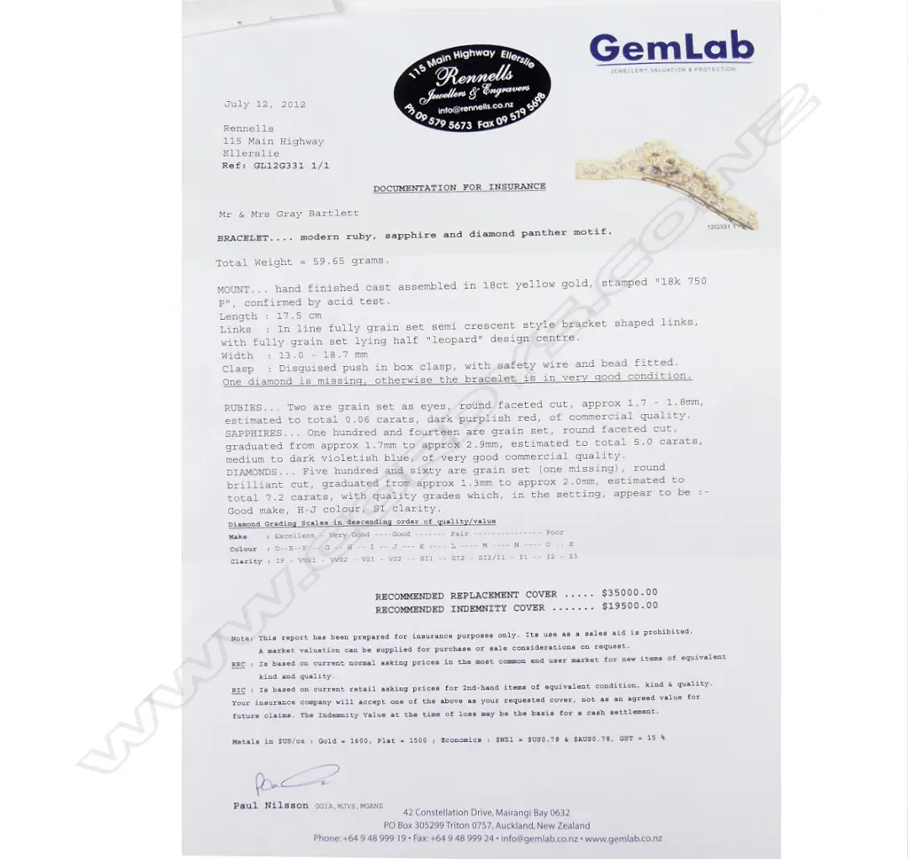 An impressive 18ct. gold diamond sapphire and ruby bracelet Image 1++