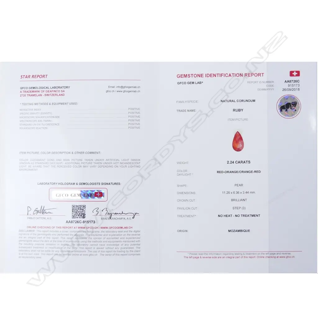 A 2.24ct. pear shape ruby Image 1++