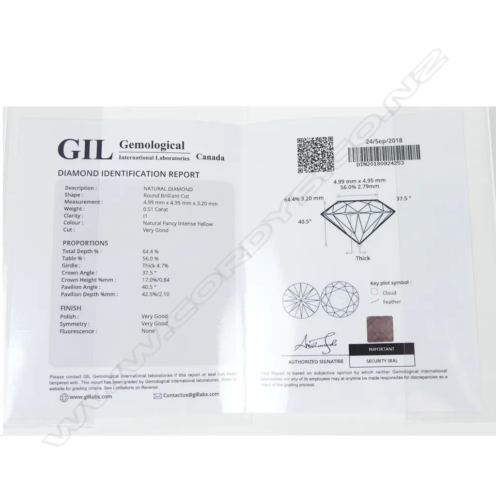 A 0.51ct round brilliant cut fancy yellow diamond Image 1++