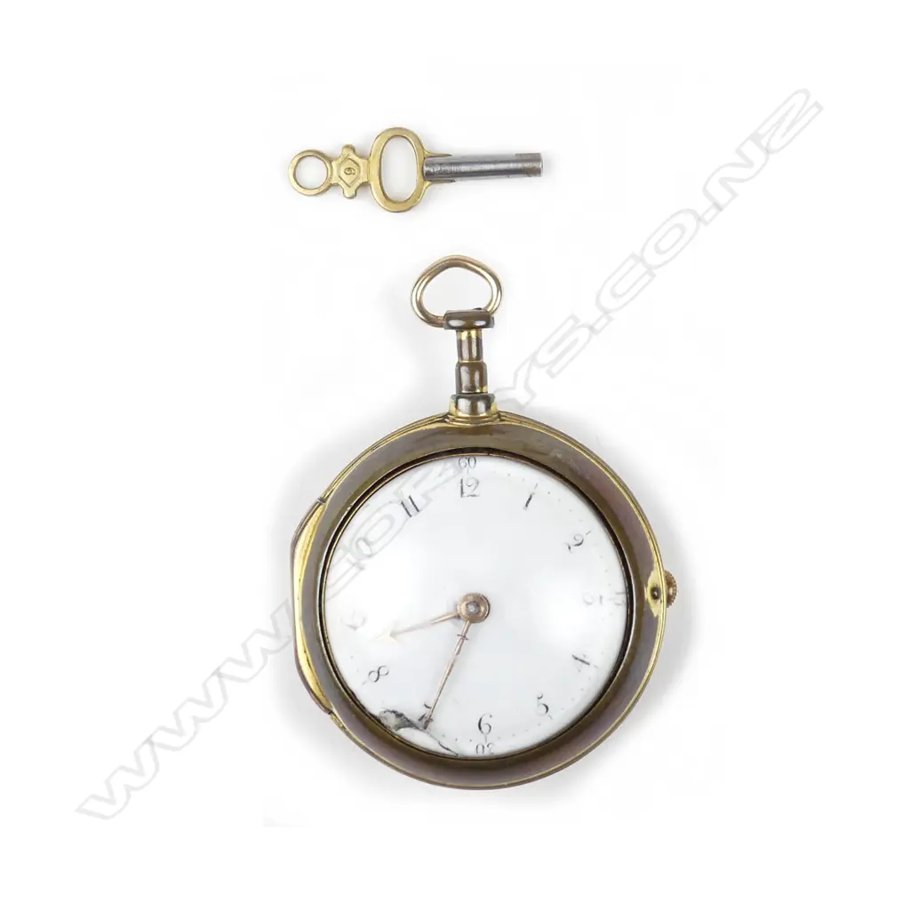 An 18thC pair cased verge pocket watch Image 1++