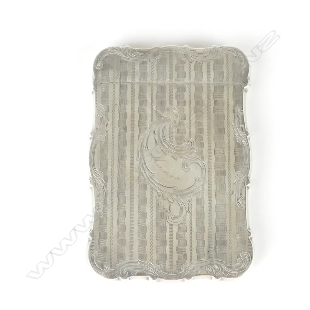 A fine quality Victorian engine turned silver card case Image 1++