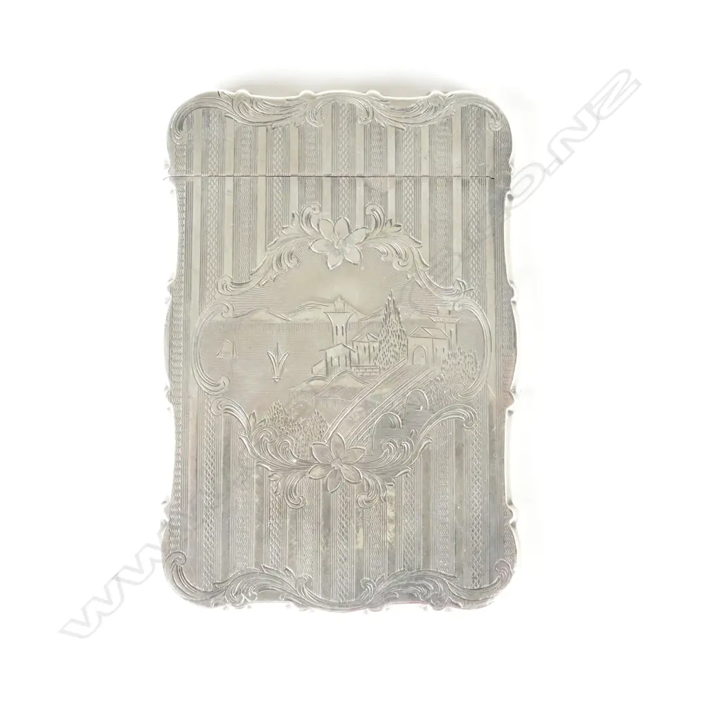 A fine quality Victorian engine turned silver card case Image 1++