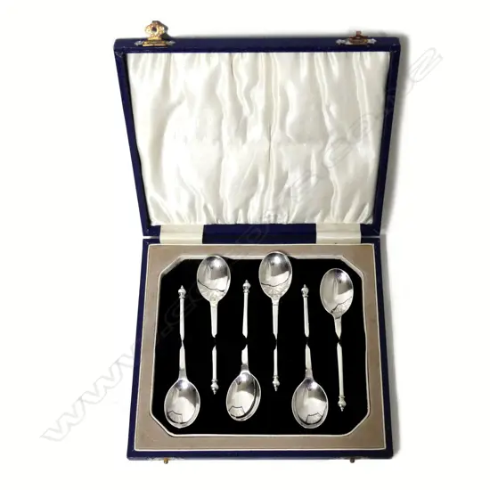 Six silver coffee spoons