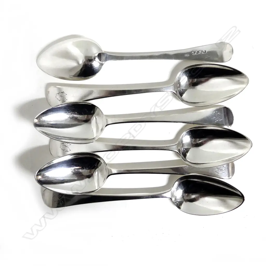 Six George IV silver tablespoons Image 1++