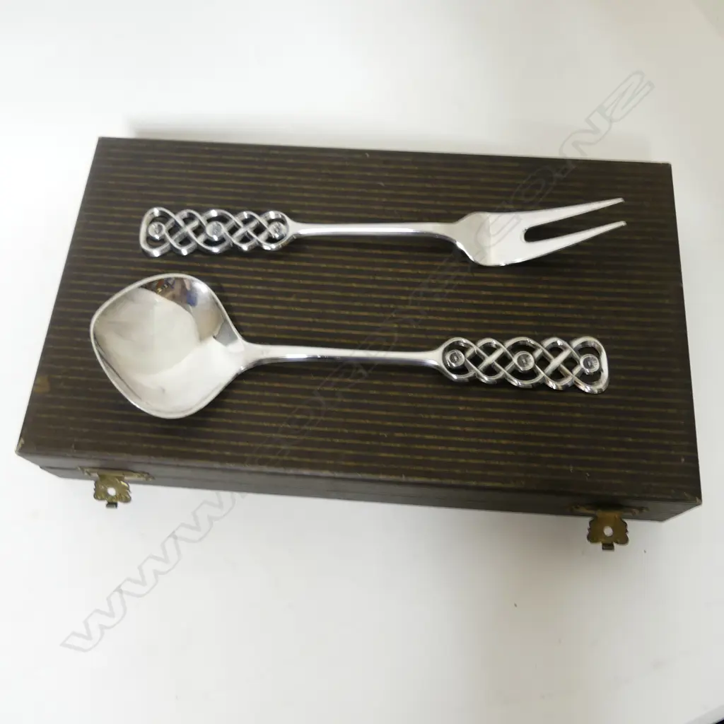 A Norwegian silver serving spoon and fork Image 1++