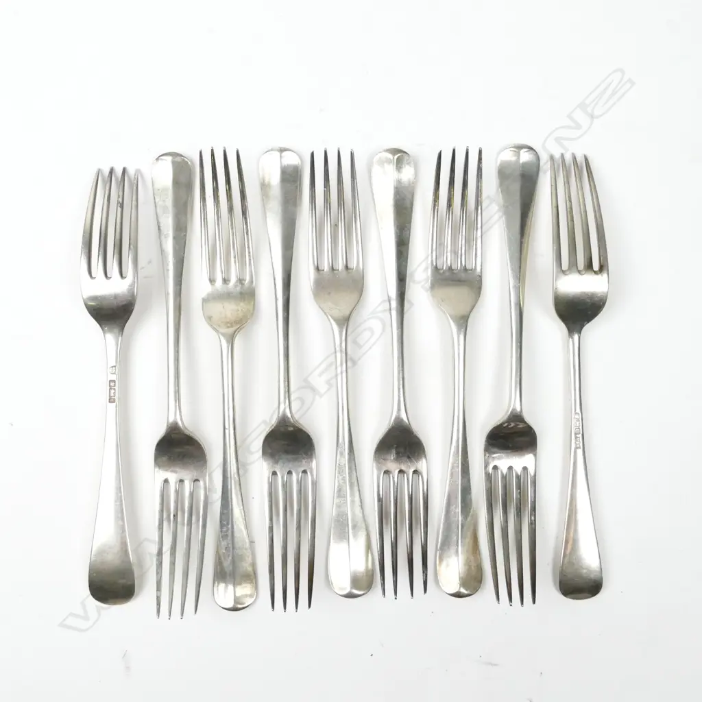 Nine Hanoverian silver table forks Image 1++