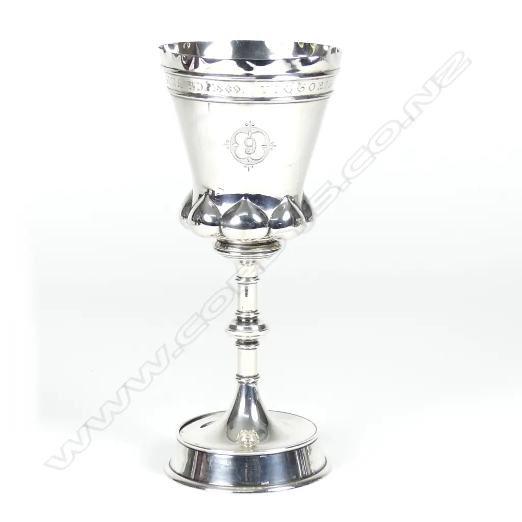 A large impressive Victorian silver Masonic goblet Image 1++