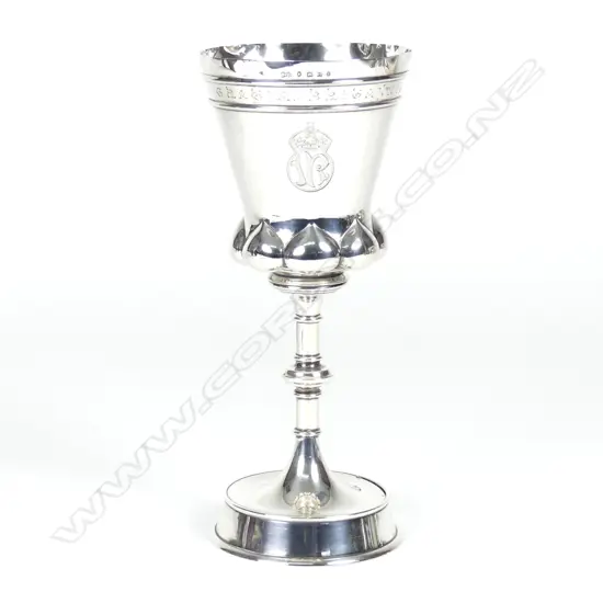 A large impressive Victorian silver Masonic goblet