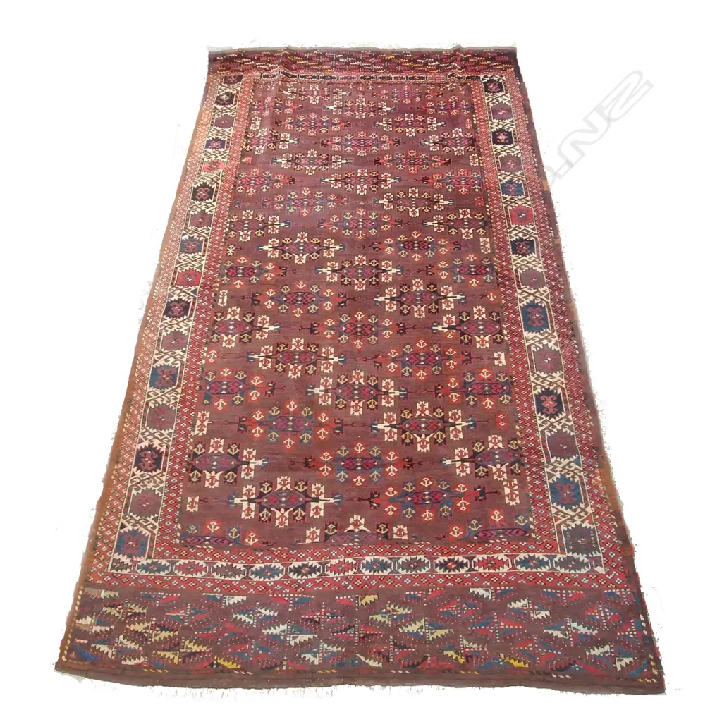 An antique Turkoman Yomud tribal carpet Image 1++