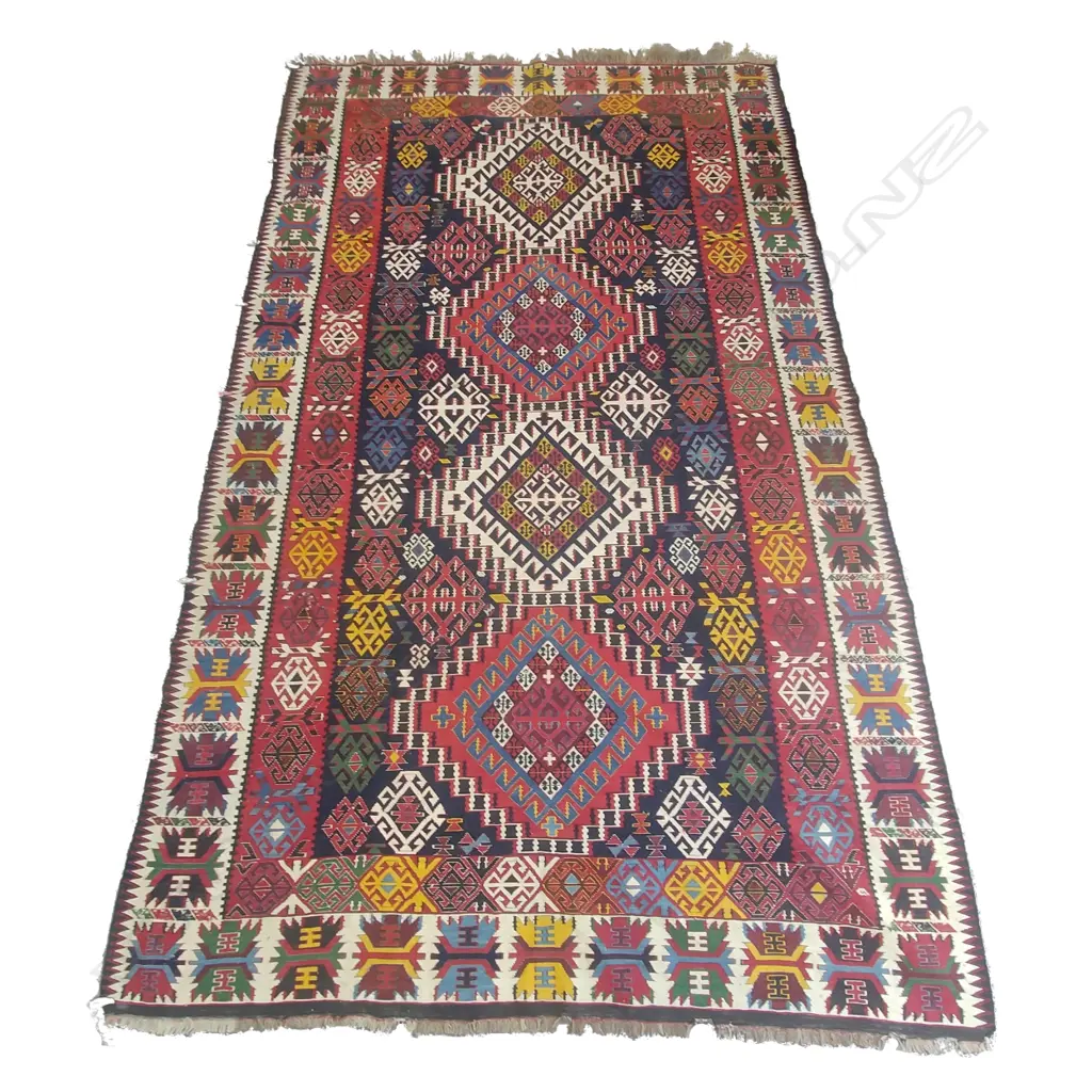 A fine old Caucasian Shirvan kilim wide runner Image 1++