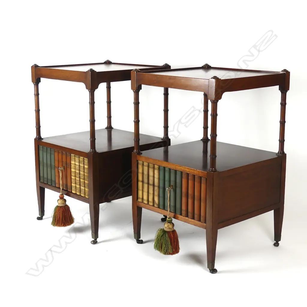 A pair of Regency style mahogany bedside cabinets Image 1++