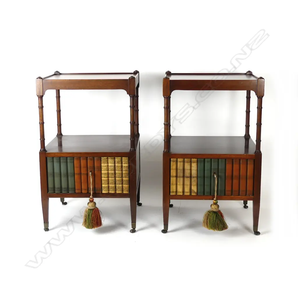 A pair of Regency style mahogany bedside cabinets Image 1++