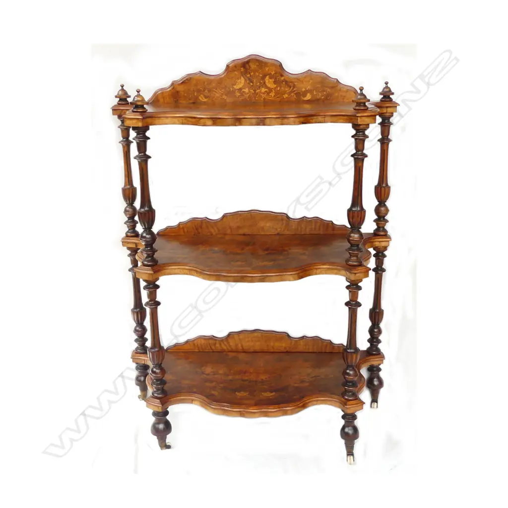 A quality inlaid figured walnut whatnot Image 1++