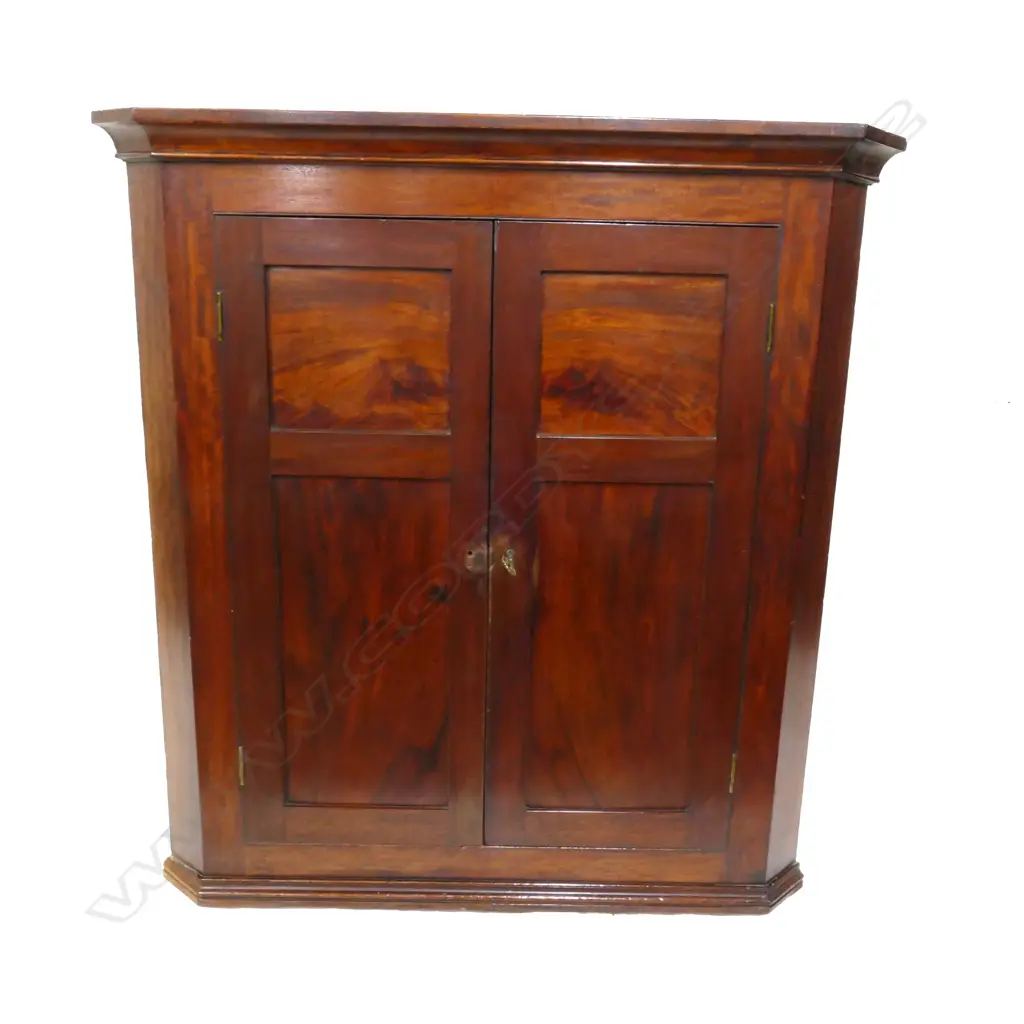 A Georgian mahogany corner cabinet Image 1++