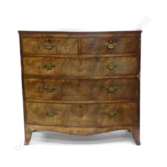 A Georgian mahogany bow-front five drawer chest