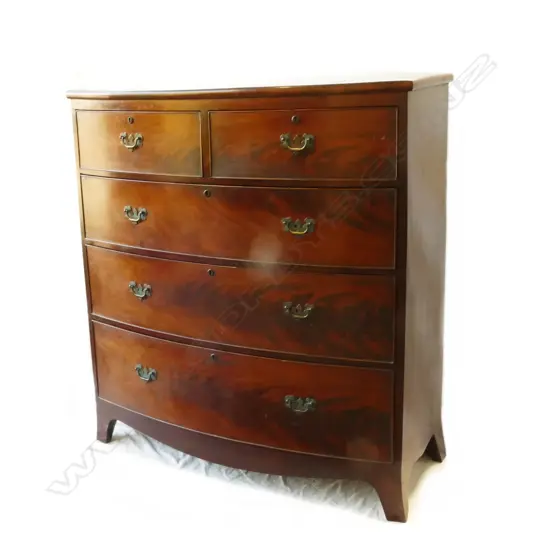 A Georgian mahogany five-drawer bowfront chest