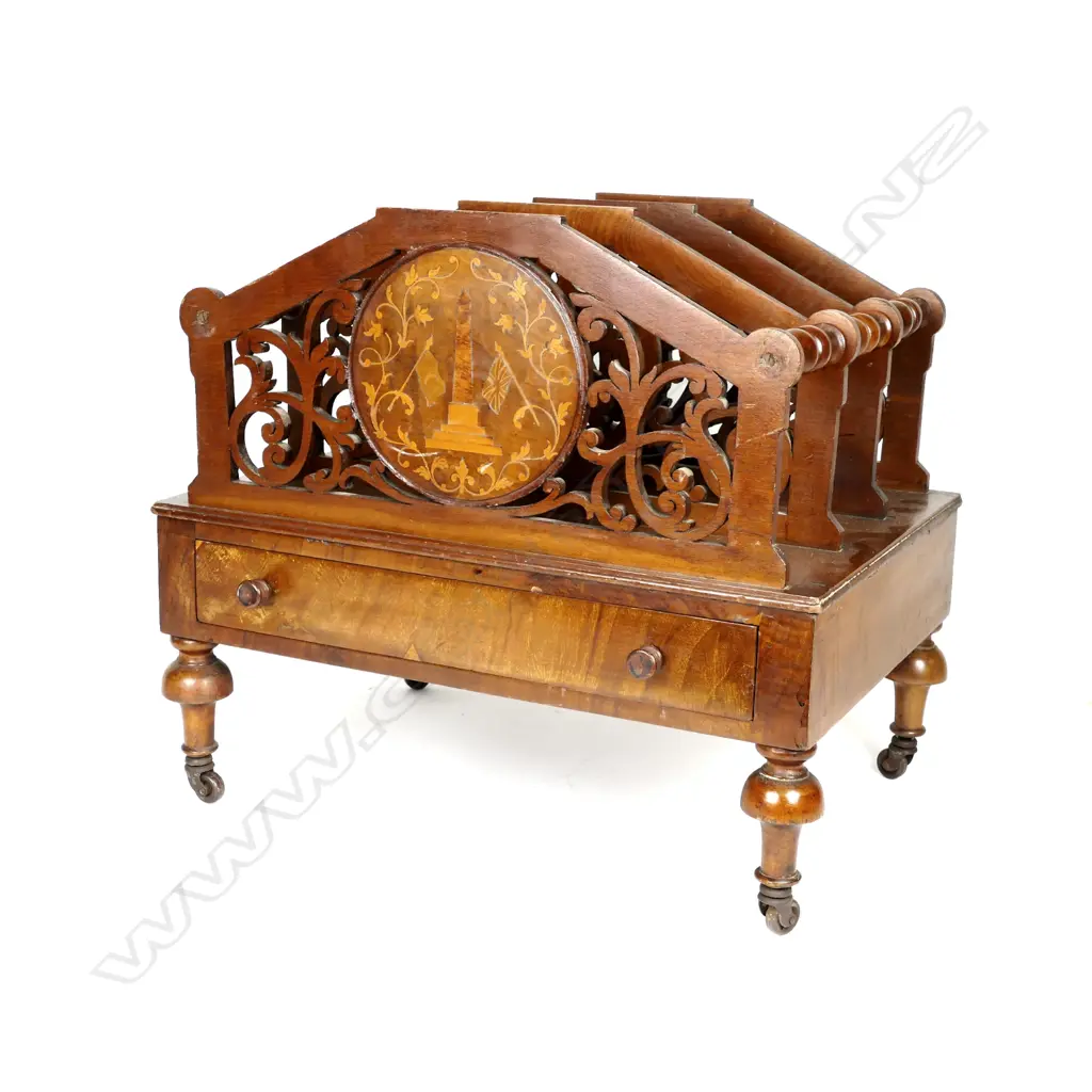A Victorian walnut Canterbury Image 1++