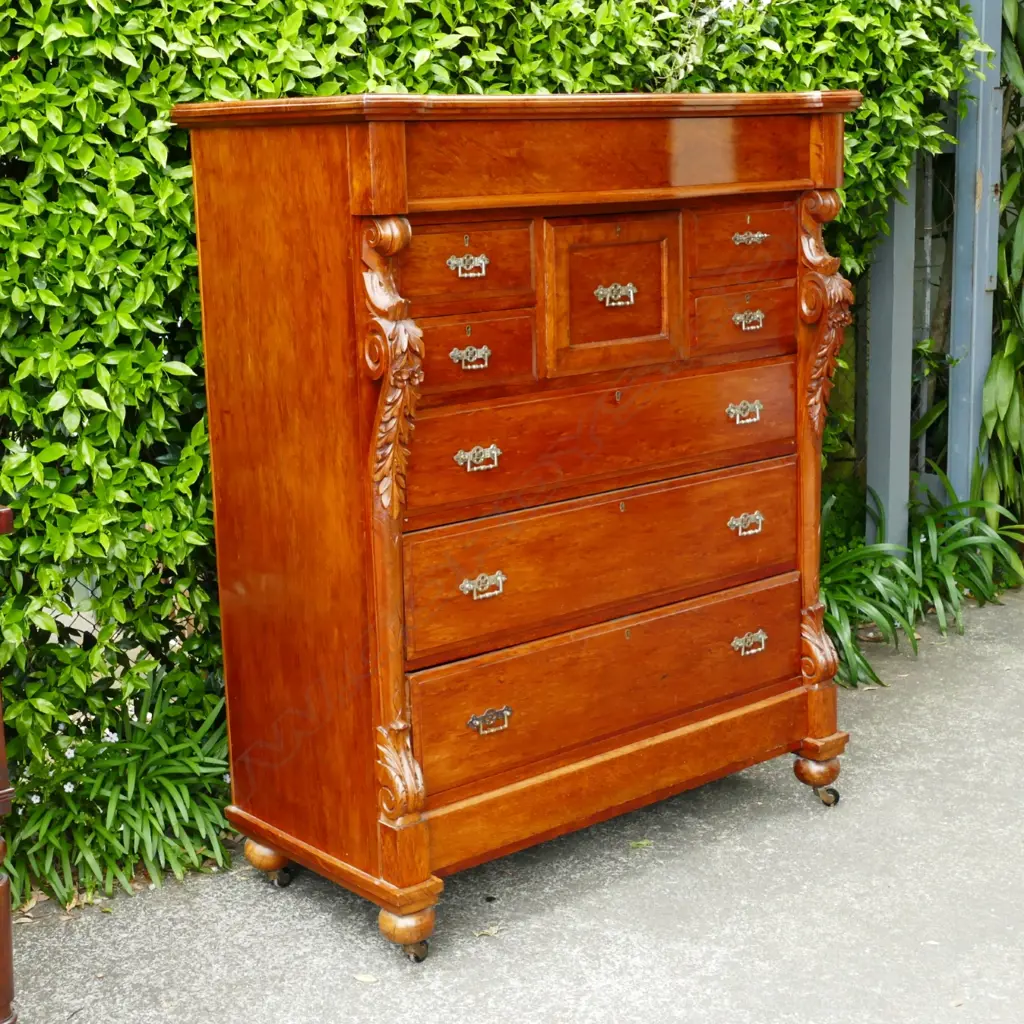An impressive colonial mottled kauri scotch chest Image 1++