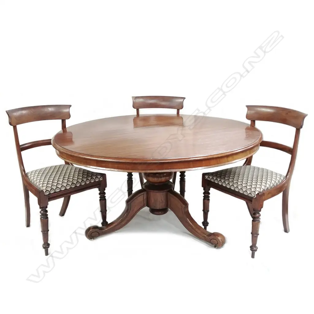 A Victorian circular mahogany tilt-top dining table Image 1++