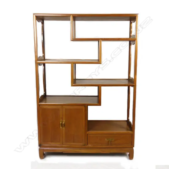 A mid-century teak oriental room divider
