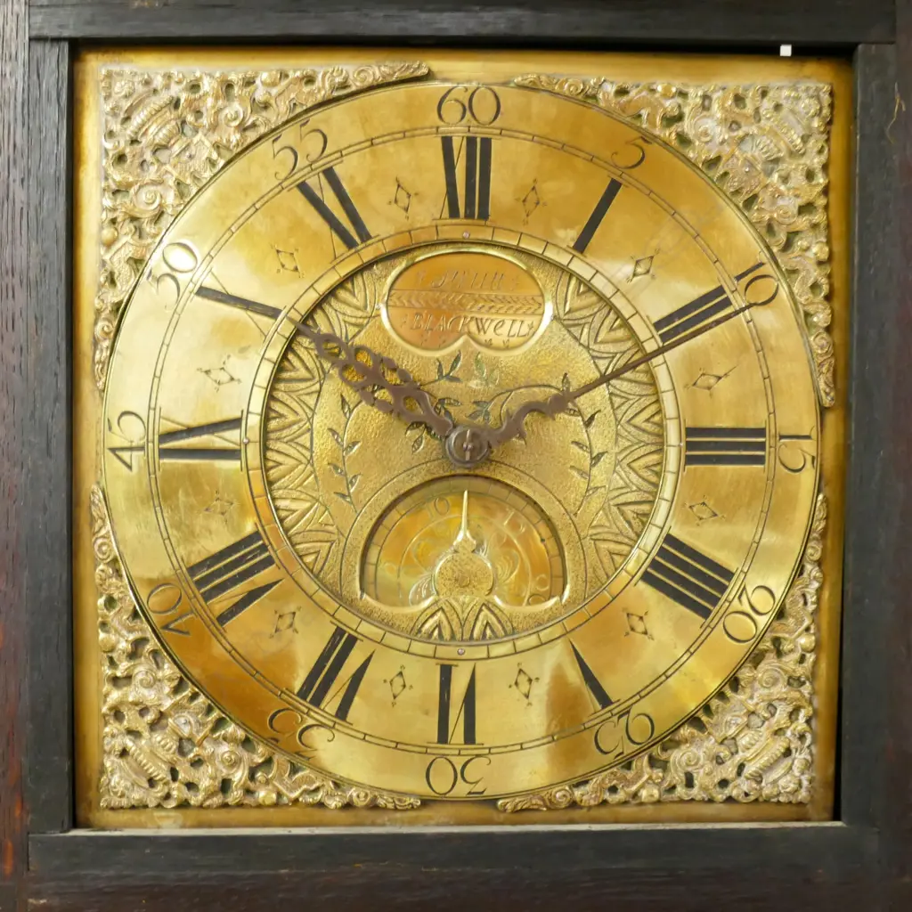 An 18thC oak long case clock Image 1++