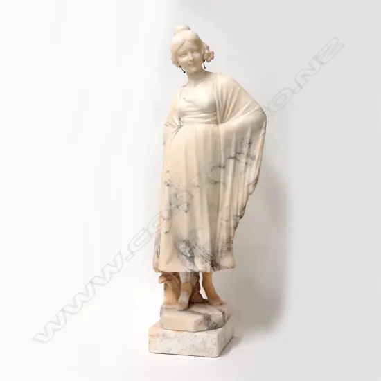 A late 19thC Italian Art Nouveau carved marble figurine ‘El Bocolo’