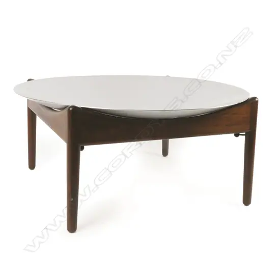 Danish rosewood Modus table with aluminium fruit bowl top