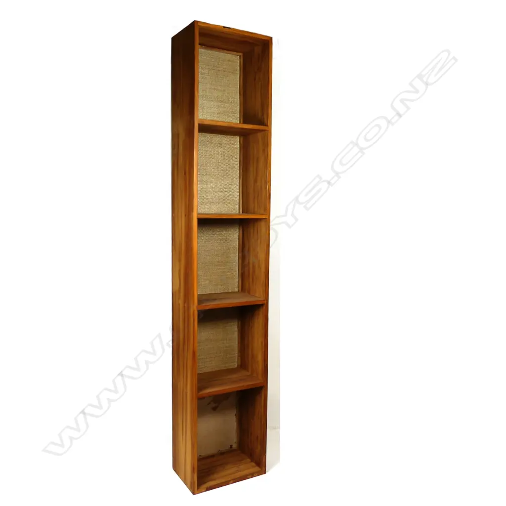 A tall mid/late 20thc rimu open compartment shelf Image 1++
