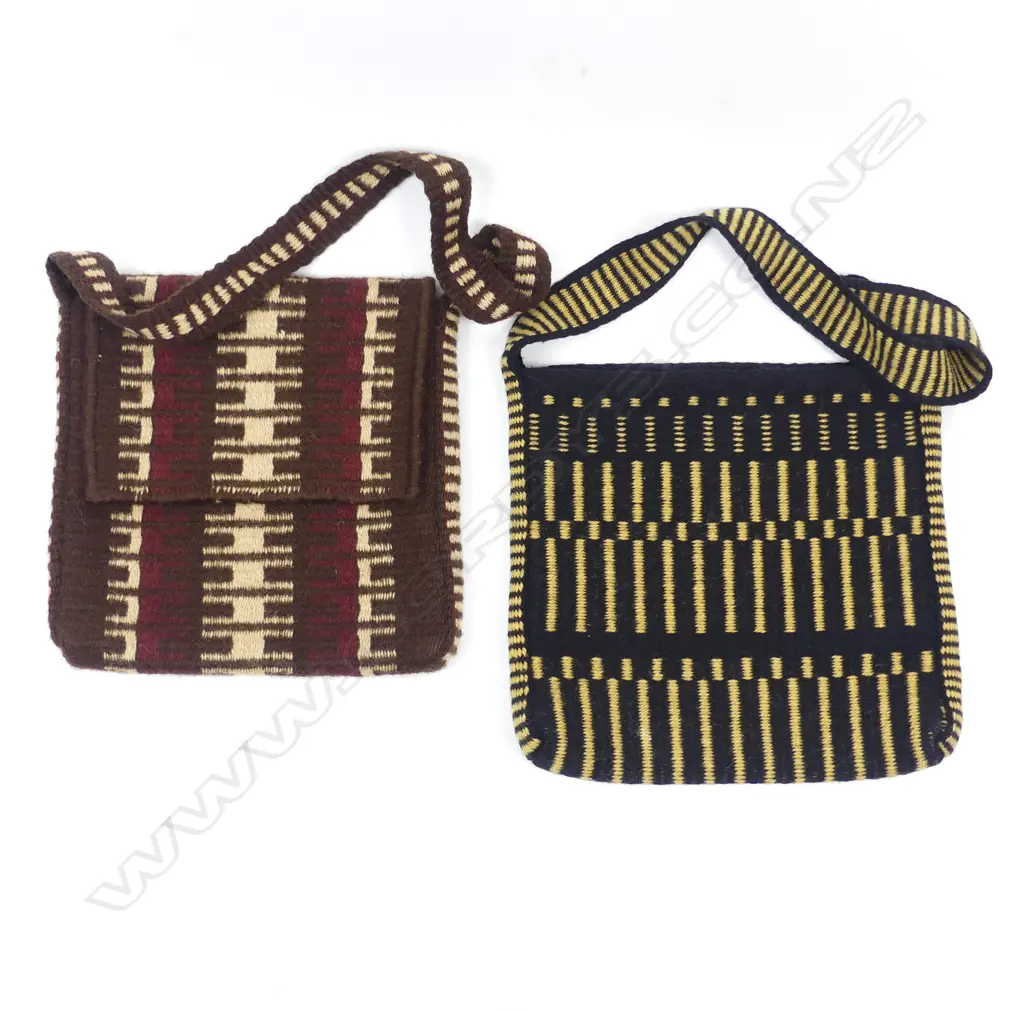 Two Jean Ngan woven woollen shoulder bags. 310 x 310mm and 290 x 290mm Image 1++