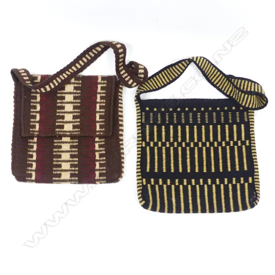 Two Jean Ngan woven woollen shoulder bags. 310 x 310mm and 290 x 290mm