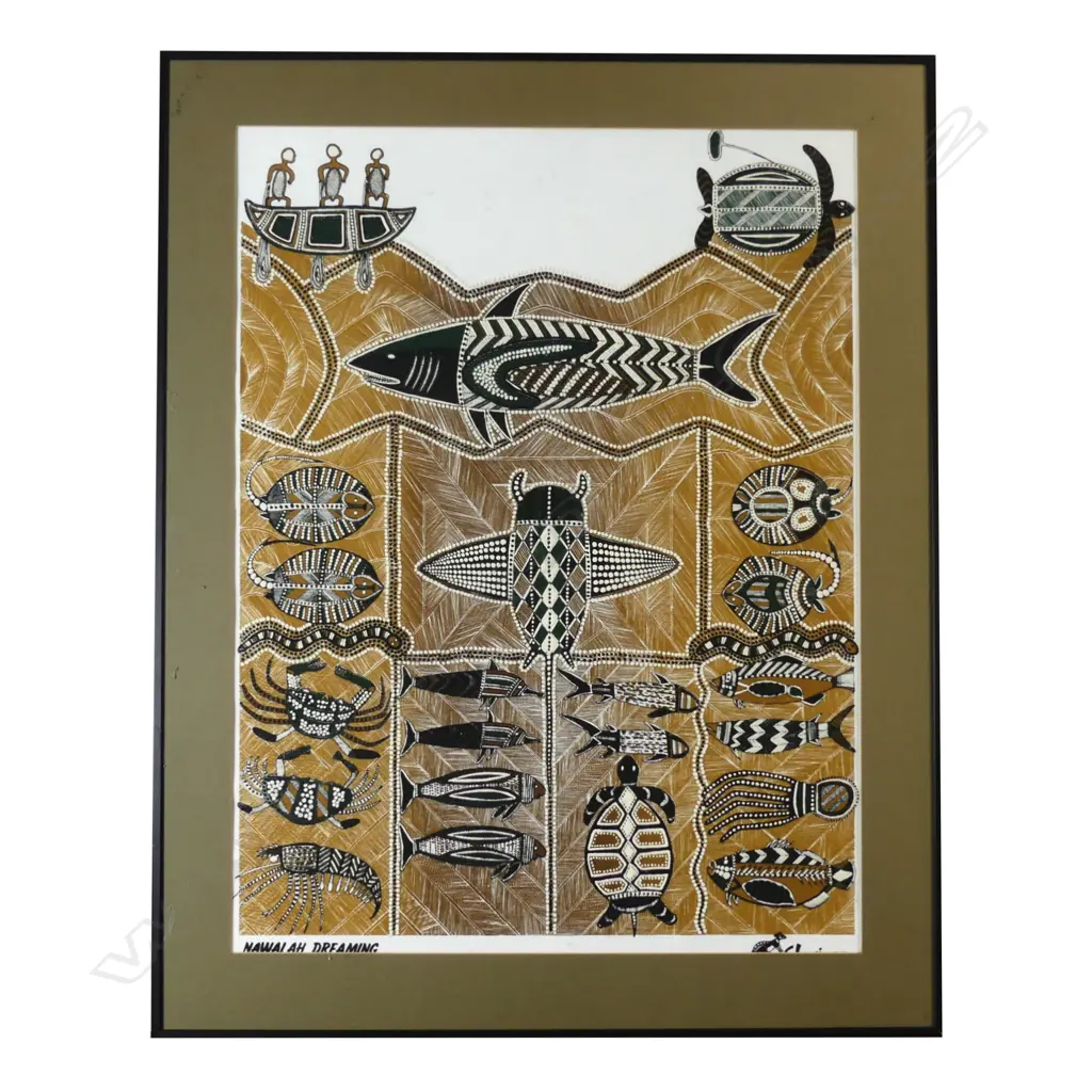 Modern framed aboriginal textile Image 1++