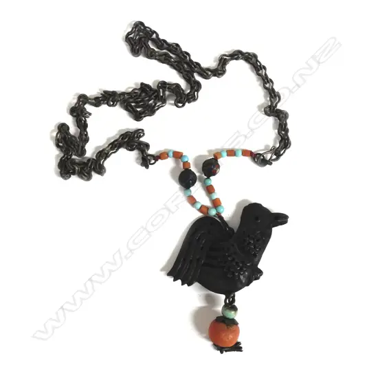 A Tibetan silver cockerel pendant