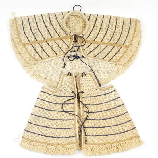 Two woven coir fibre shoulder cape