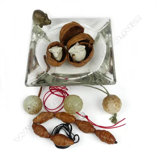 Three Chinese jade small balls