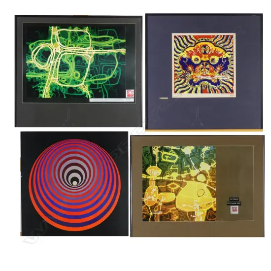 Four framed Guy Ngan reproduction artworks