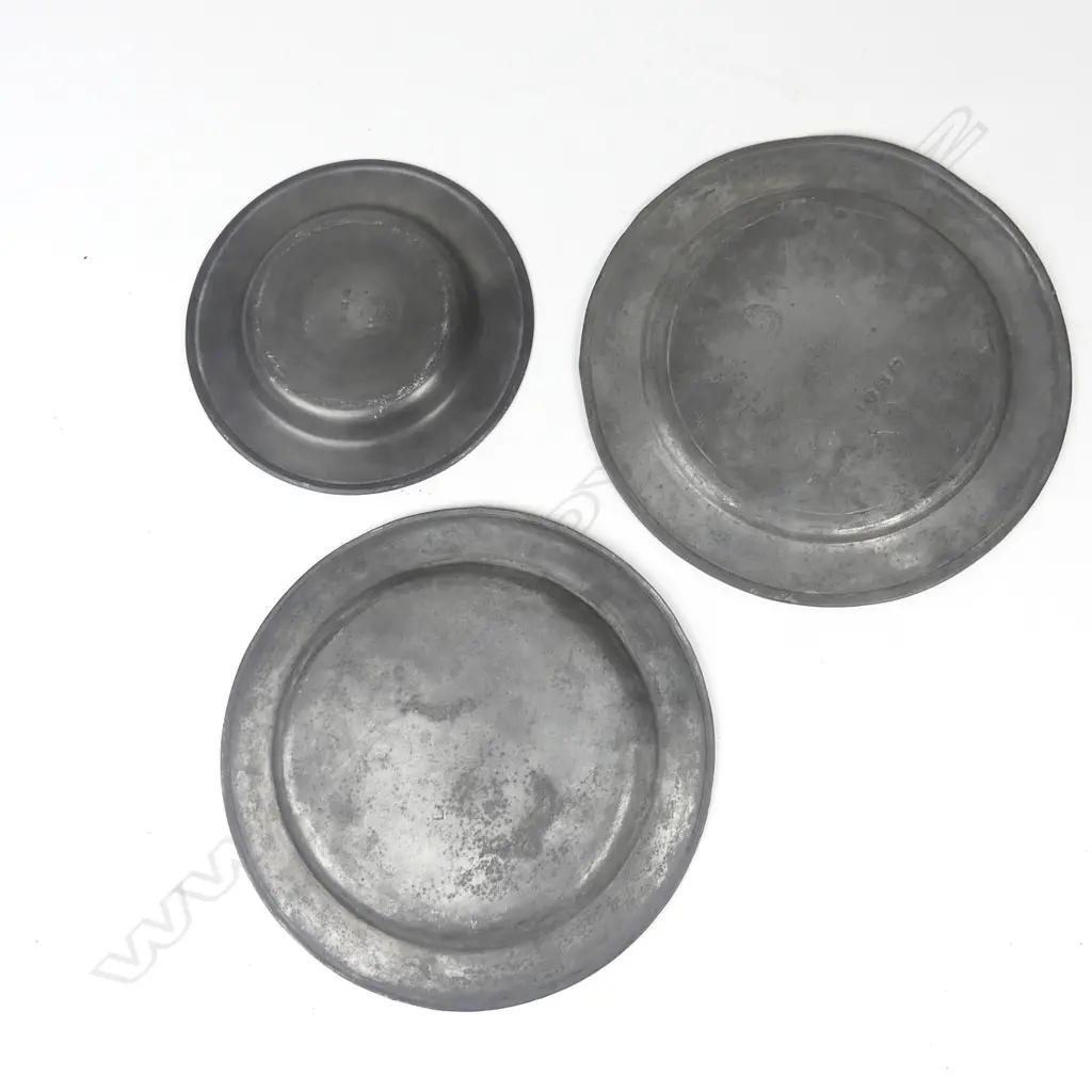 Three Georgian pewter plates Image 1++