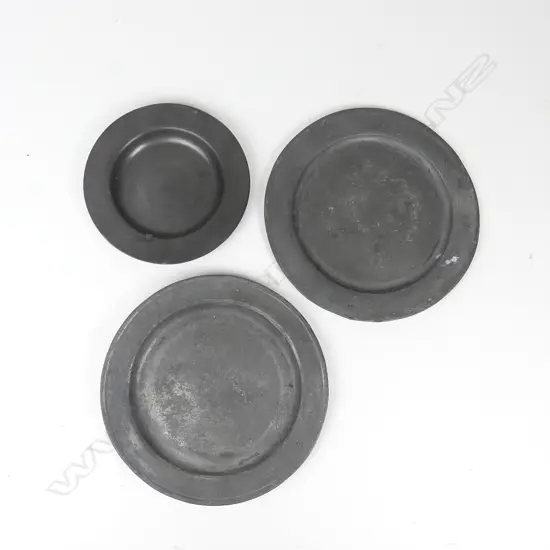 Three Georgian pewter plates