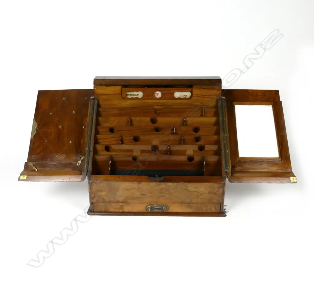 A Victorian burr walnut stationery box Image 1++