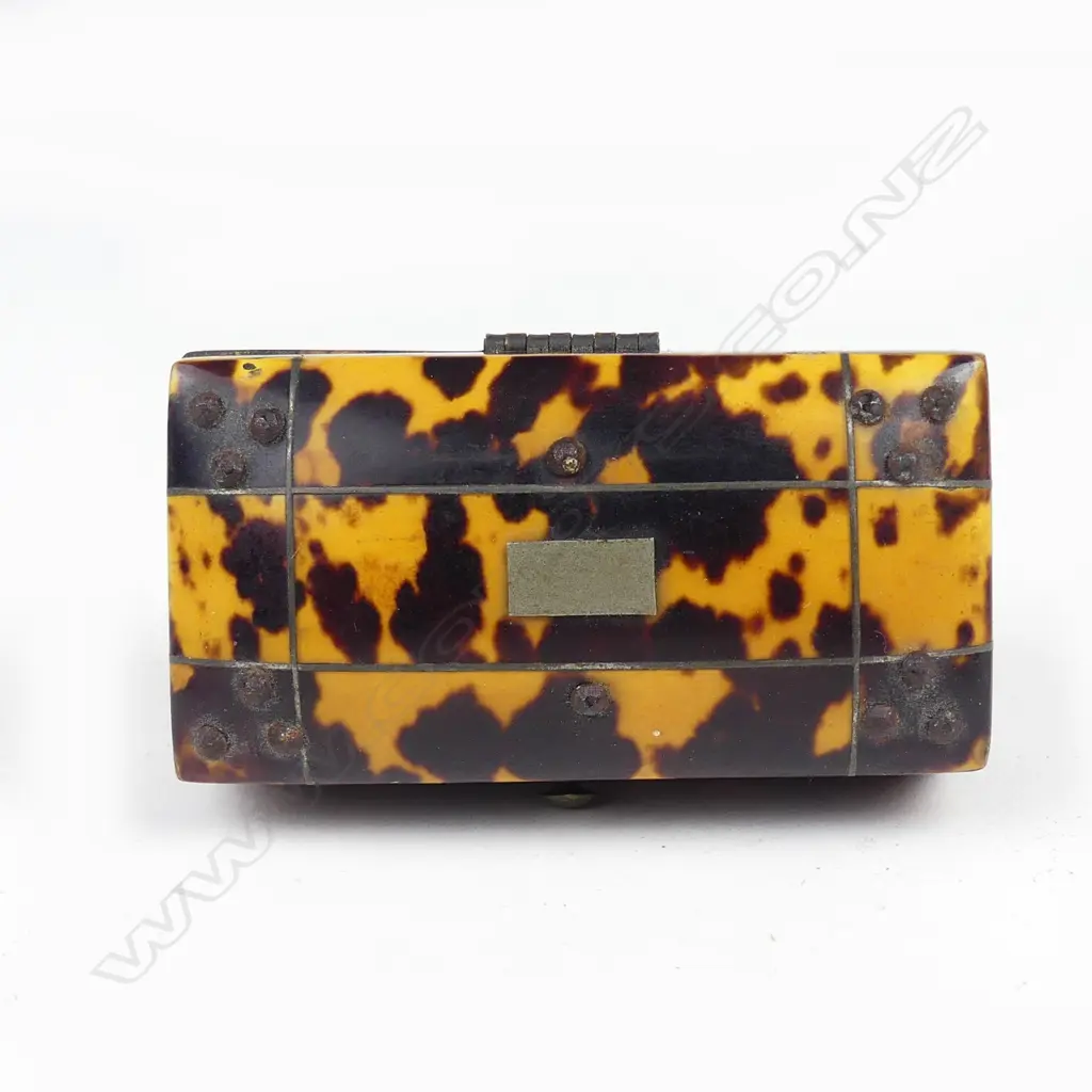 A small 19thC tortoiseshell trunk form trinket box Image 1++