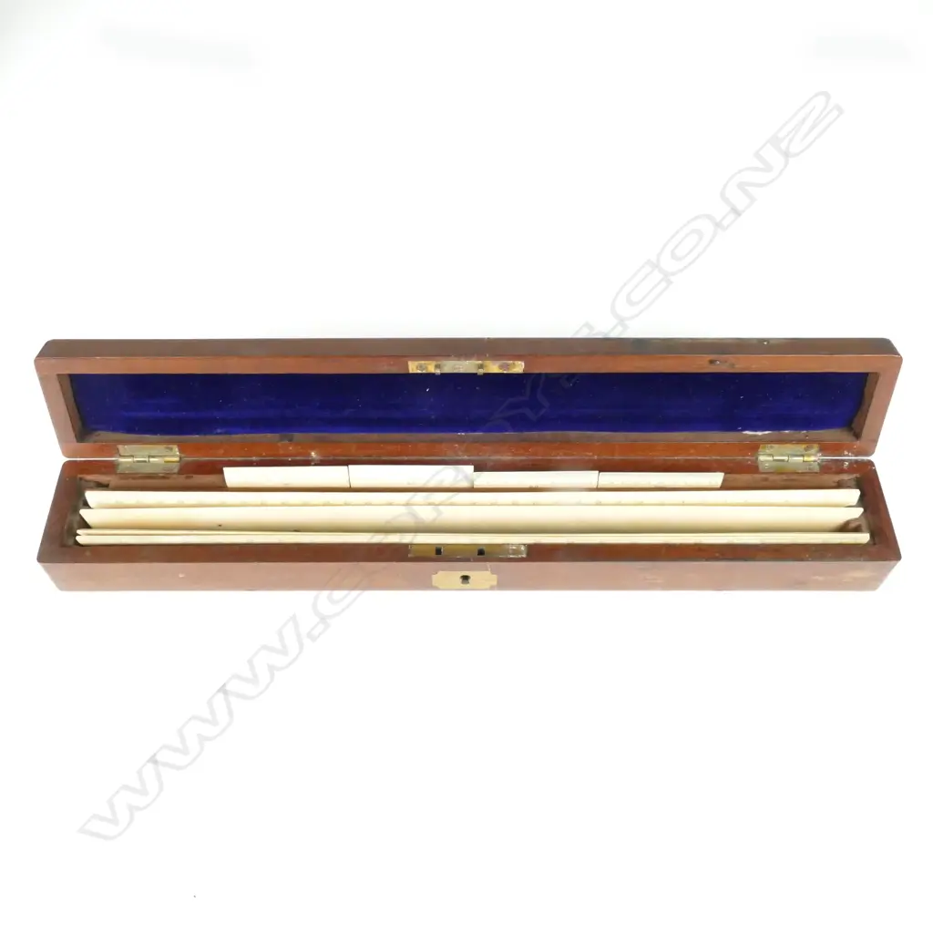 A Victorian mahogany cased set of four ivory rulers Image 1++