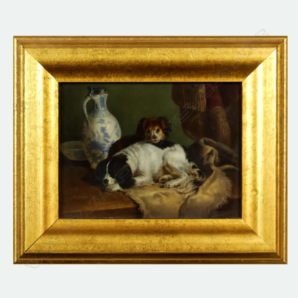 A tile painted with a study of two dogs Image 1++