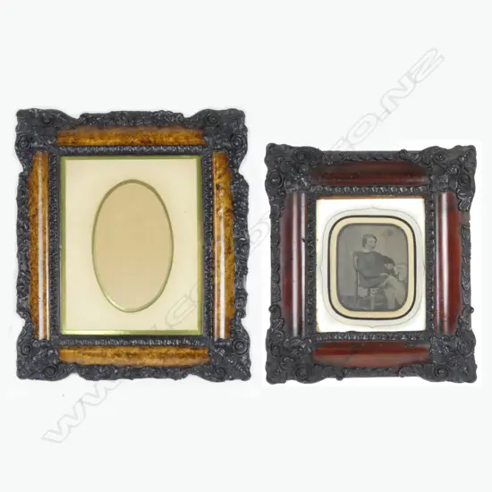 A Victorian ambrotype photo of a young boy in an ornate frame