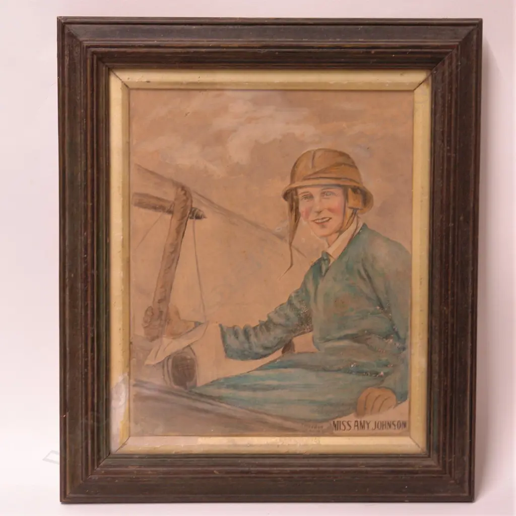 A rare c.1930s watercolour of 'Miss Amy Johnson' Image 1++