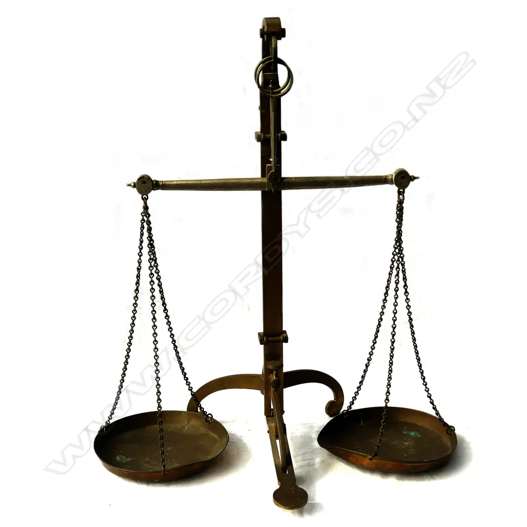 A pair of large late 19thC brass balance scales Image 1++