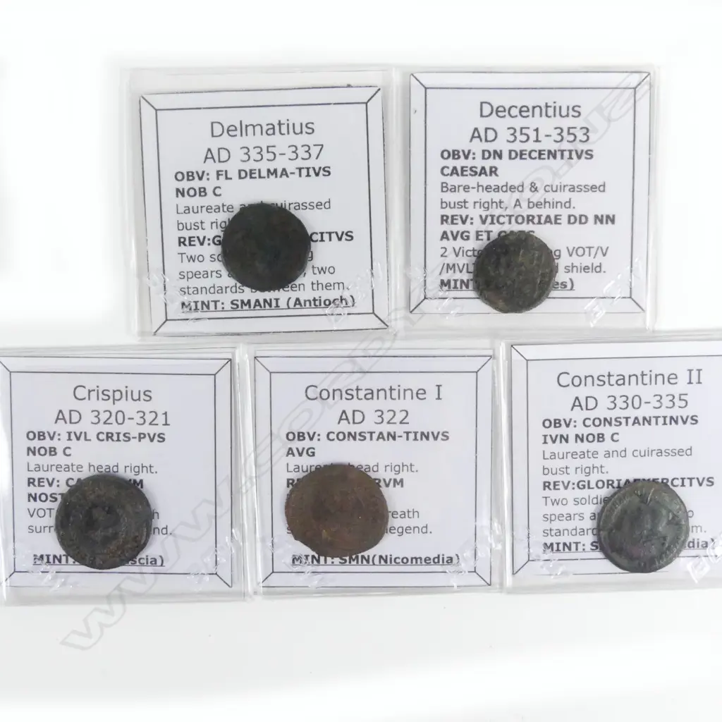 Five late Roman Constantinian dynasty coins Image 1++