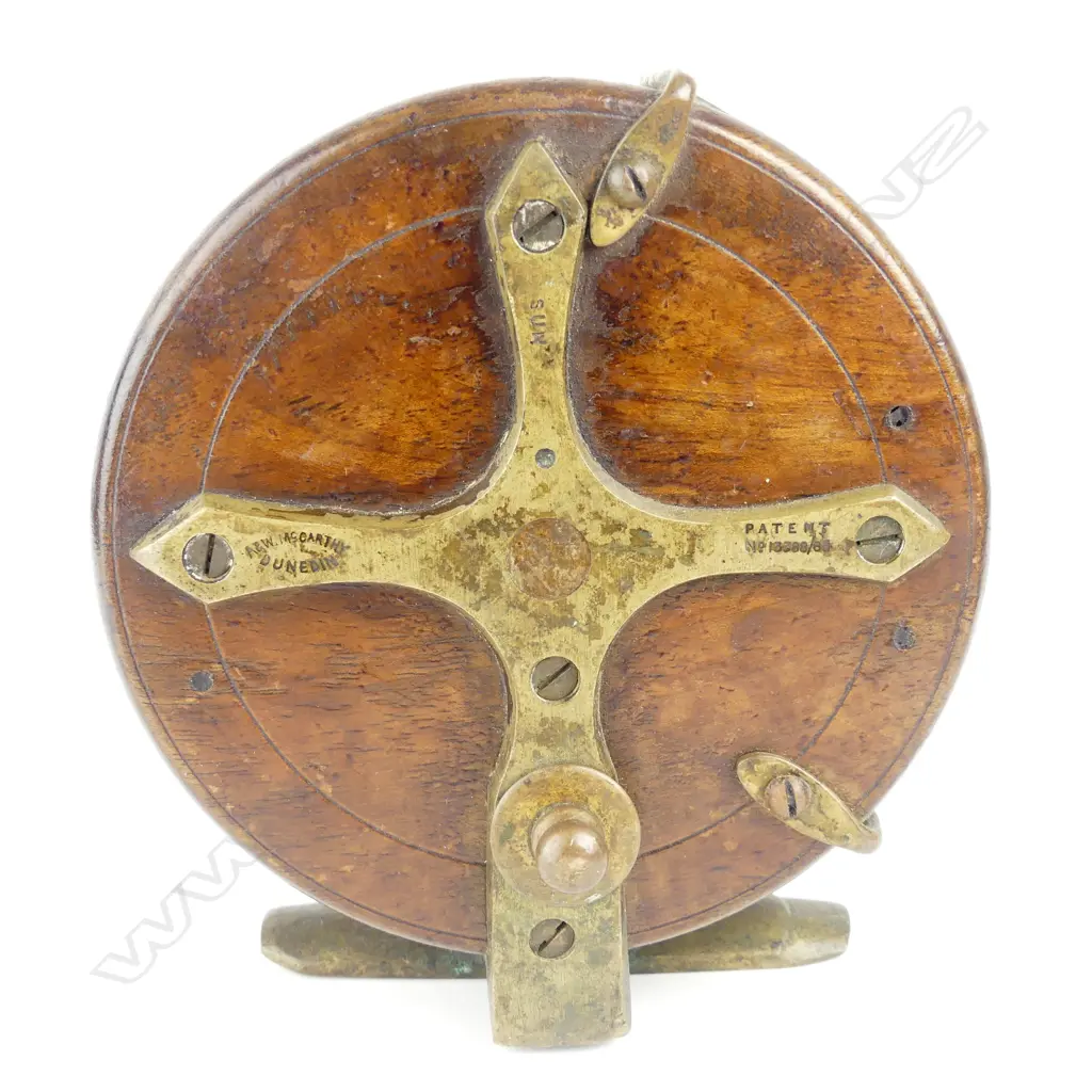 A 4" walnut star back reel made for McCarthy's Dunedin c.1910 Image 1++